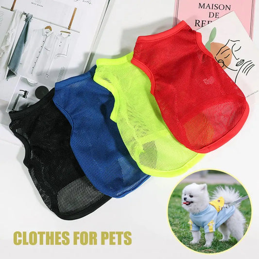 Camiseta para cachorro, tecido de malha respirável e de secagem rápida, camiseta para filhotes para o verão