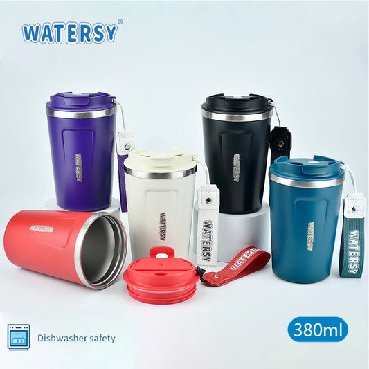 Caneca térmica de aço inoxidável 380ml para café, parede dupla, com isolamento a vácuo, para escritório, casa, viagem, carro, caneca