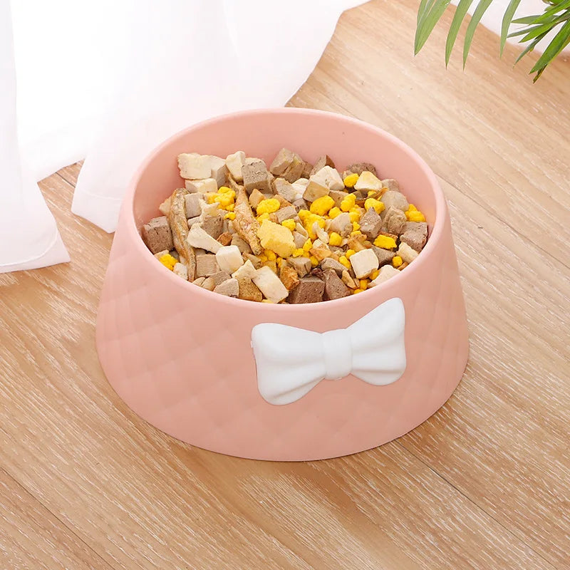 Tigela de alimentação para cães e gatos pequenos, tigela fofa à prova de choque, tigela decorativa com nó, deixe o cachorro comer, utensílios, tigela de desenho animado
