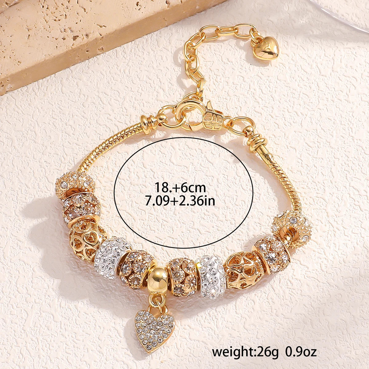 1 Pulseira feminina multi-elementos com contas de amor, pulseira de família, acessórios para festa de uso diário