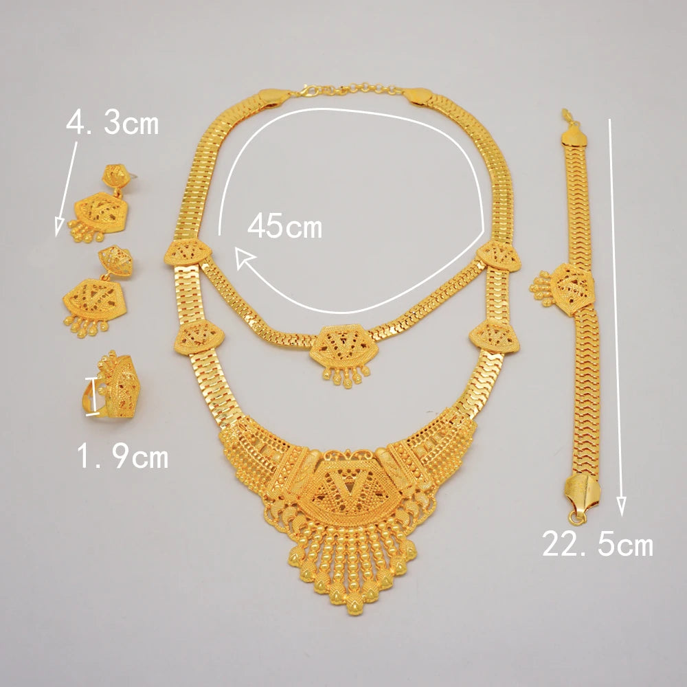Conjuntos de joias finas 2023 para mulheres, presentes de casamento, colar, pulseira, brincos, anel, joias com contas africanas