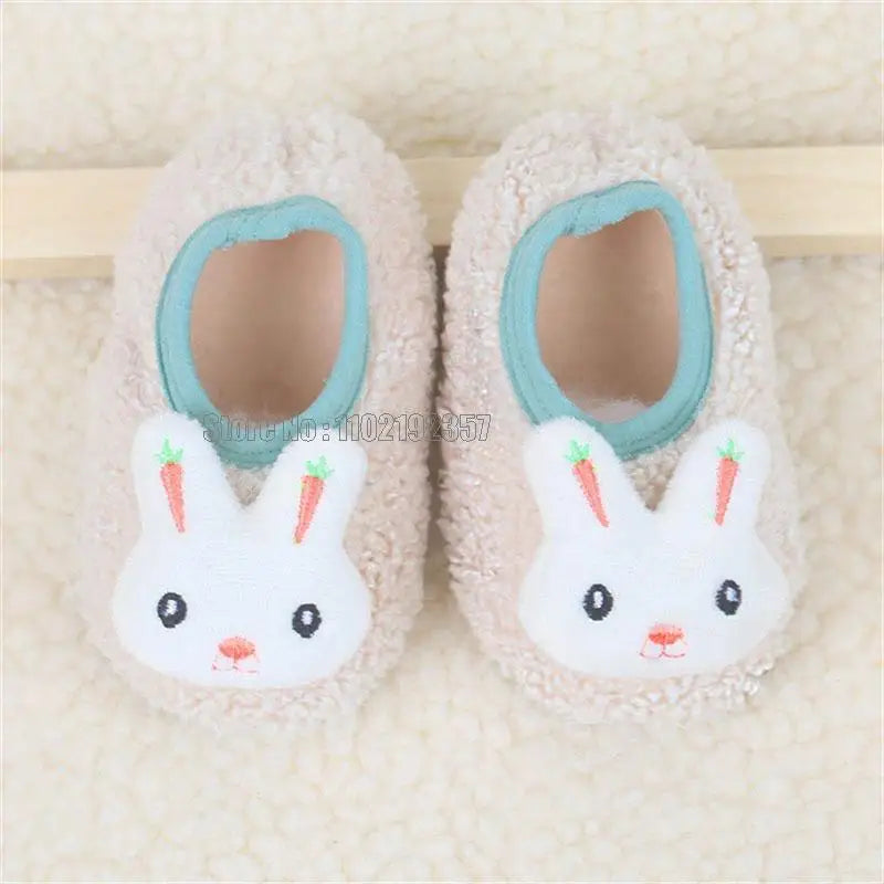 Pantufas de inverno para bebês, pantufas de chão para bebês, de pelúcia, quentes, para meninos e meninas, macias e antiderrapantes, para escola interna