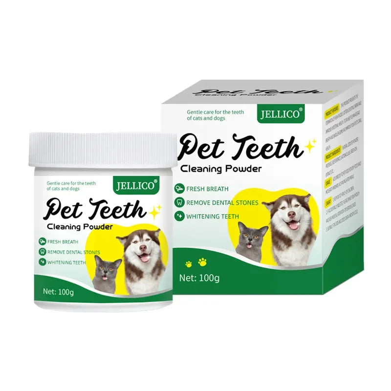 Pó para limpeza de dentes de animais de estimação, limpeza bucal, novo mau hálito, cães podem comer pedras para limpeza de dentes, pó para limpeza de dentes