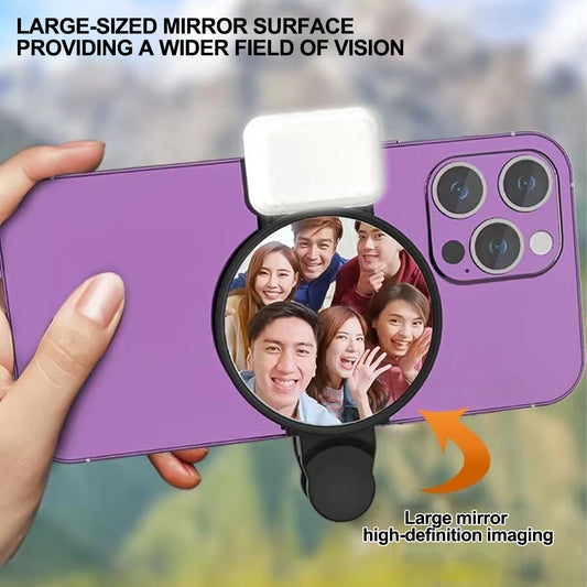 Espelho universal para câmera de celular, clipe de reflexão para fotos, lente HD traseira, espelho refletor para selfies