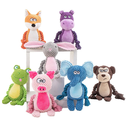 Brinquedo de pelúcia para cachorro, brinquedo de mastigar com articulação pequena crua, indestrutível, resistente a mordidas, som de guincho para filhotes, chocalho para brinquedos de estimação