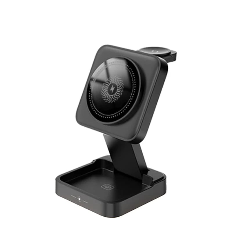 Suporte magnético dobrável 3 em 1 para carregador sem fio para iPhone 16, 15, 14, 13, 12, iWatch 9, AirPods 3 e 2, suporte para estação de carregamento rápido