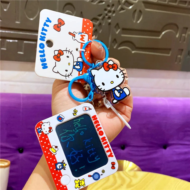Atacado Sanrio Chaveiro Hello Kitty Mochila Escolar Pingente Kawaii Kt Vermelho Azul Branco Desenho Animado Chave Kitty TV Chaveiro com Contas Presente para Meninas