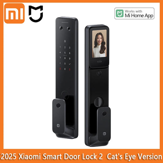 Fechadura inteligente Xiaomi 2025 com tela olho de gato, impressão digital, Bluetooth, NFC, para MiHome, fechadura push-pull com câmera