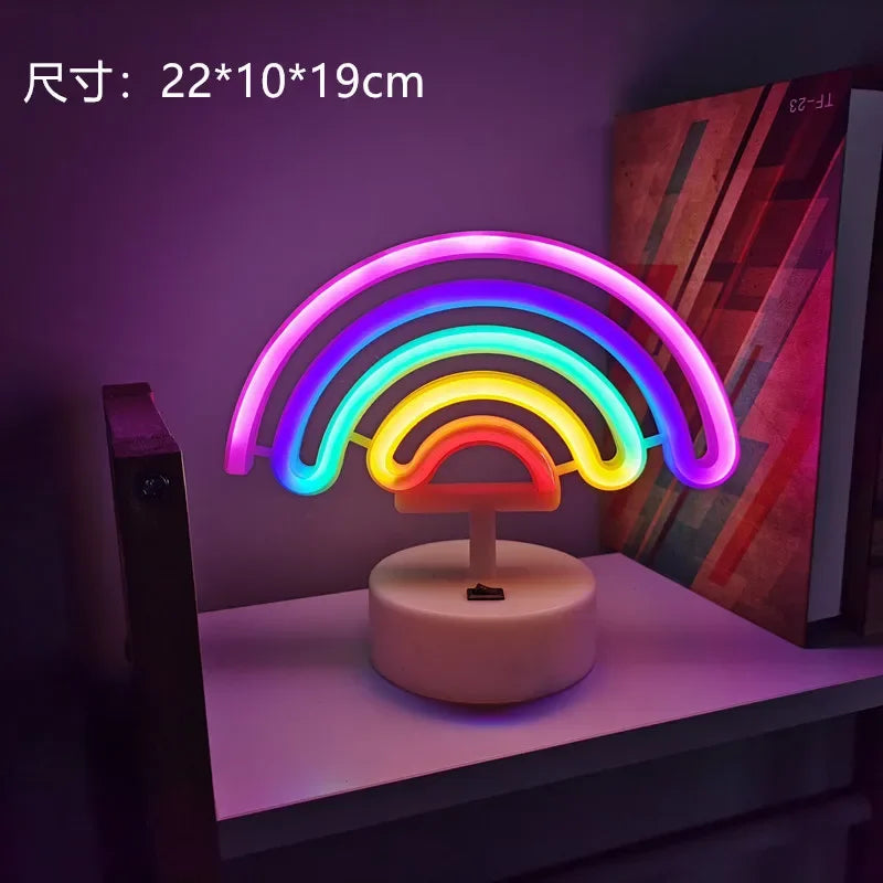Luz de neon LED USB para letreiro, lâmpada noturna de flamingo para festas de Natal, decoração de casamento, presente para casa, luz de neon em forma de coração