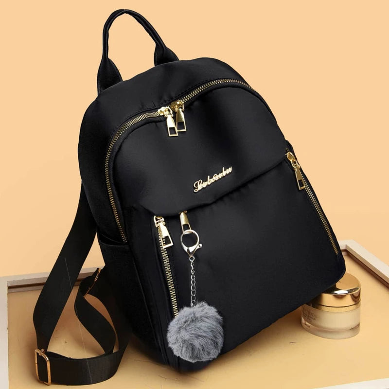 Mochila feminina de viagem casual à prova d'água Oxford bolsa de ombro feminina grande capacidade bolsa preta bolsa escolar