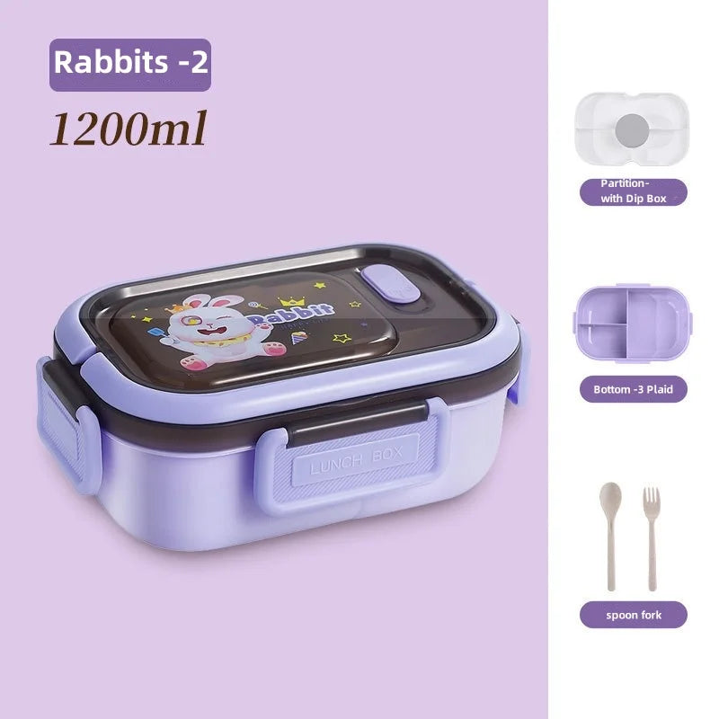 Lancheira de camada dupla 1200ml, compartimento portátil, caixa de alimentos para frutas, salada, micro-ondas, garfo e colher, caixa de piquenique para alimentos frescos