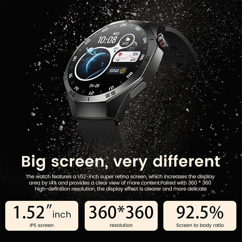 2025 Novo para Android e iOS Smart Watch Masculino Tela AMOLED GPS Trajetória de movimento Frequência cardíaca Bluetooth Chamadas SmartWatch à prova d'água