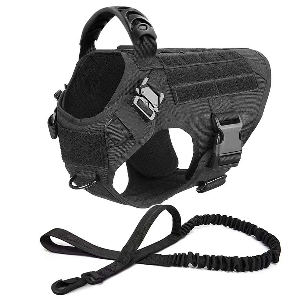 Conjunto de peitoral e guia para cães grandes, colete de treinamento para pastor alemão malinois, colete e coleira para cães de médio e grande porte