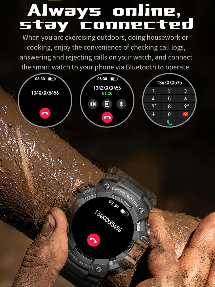 Novo relógio inteligente para atividades físicas ao ar livre 2025, masculino, caminhada, pedômetro, bússola, lanterna LED, IP68, à prova d'água, chamada, smartwatch