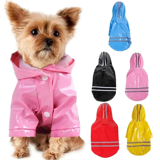 Capa de chuva para cachorro pequeno, impermeável e refletiva, à prova de vento, para cachorros e gatos, capa de chuva para chihuahua, bulldog, animais de estimação, capa, poncho, roupas