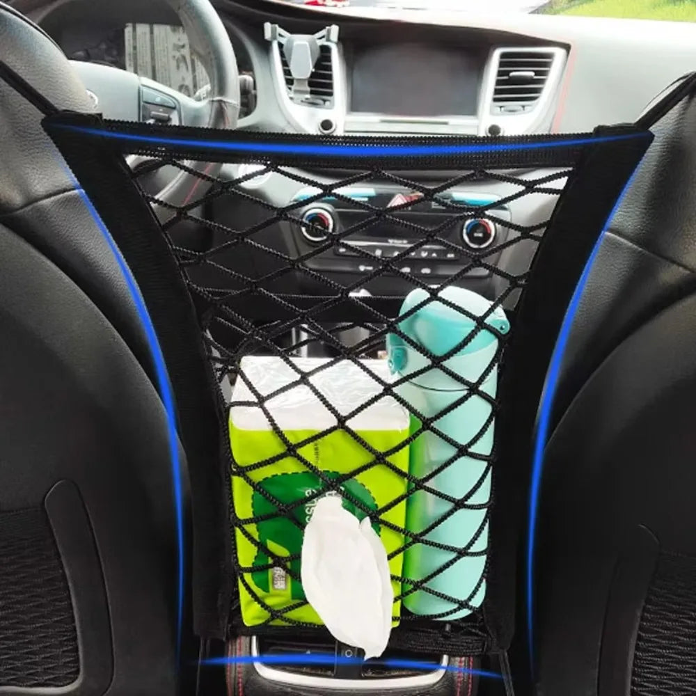 Barreira para carro para animais de estimação, barreira para cachorro, com bolsa de armazenamento de malha de segurança automática, protetor de segurança para banco traseiro, rede de malha