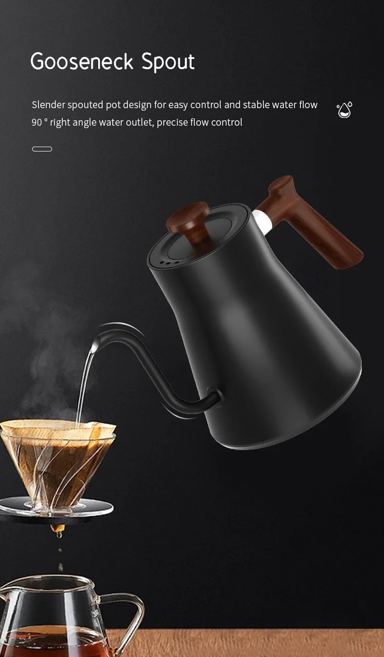 Chaleira elétrica de pescoço de ganso de 1200 W, chaleira para café, bule de chá com controle inteligente de temperatura constante, chaleira elétrica