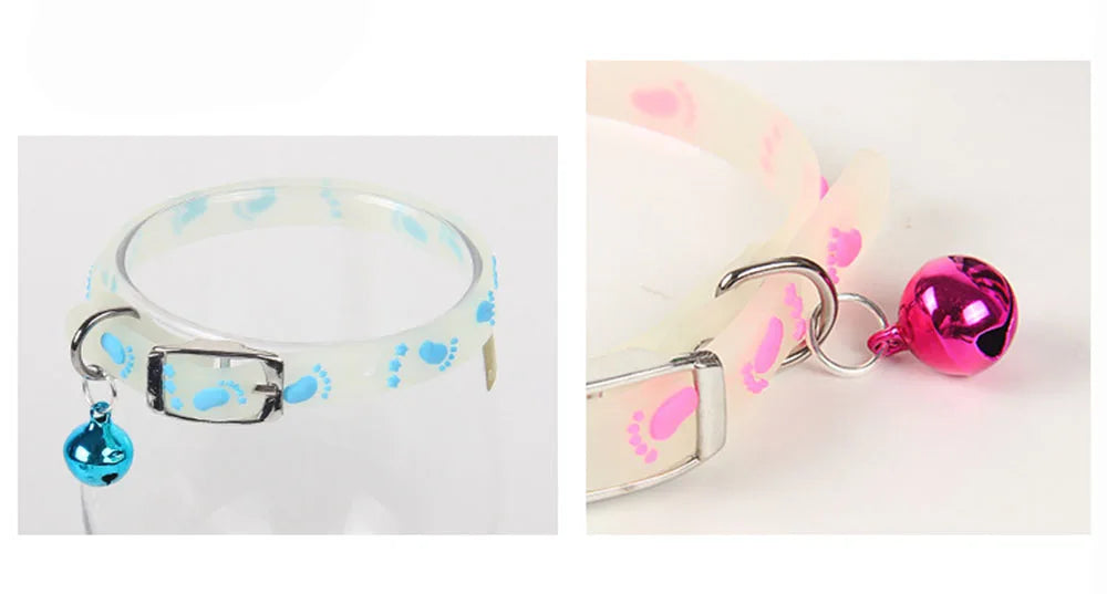 Coleiras brilhantes para animais de estimação com sino que brilham à noite, colar para cães e gatos, acessórios luminosos para gatinhos e filhotes
