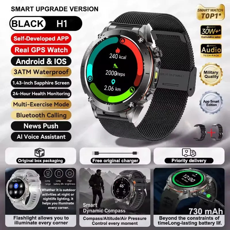 Novo relógio inteligente Xiaomi IOS Ultra GPS 2025, à prova d'água, 10ATM, com bússola GNSS de banda dupla integrada, esportivo militar, masculino, pulseira de natação