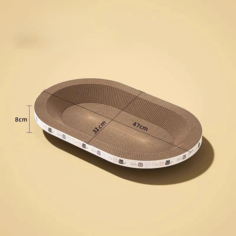 Arranhador de gato ondulado de papelão oval para gatos, tigela, ninho para cama interna, garra de trituração, placa de arranhar para gatos redonda