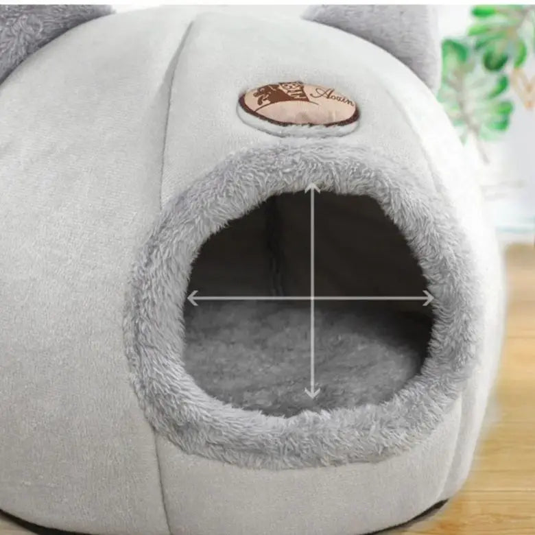 Cama para animais de estimação com orelhas de gato, cama para gatos pequenos, médios e grandes. Mantenha-se aquecido no inverno. Confortável e macio. Lavável à máquina.