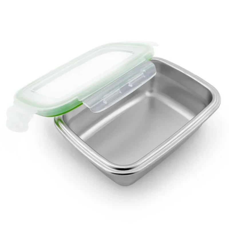 Caixa de armazenamento refrigerada de aço inoxidável 304, caixa de almoço selada à prova de vazamentos, caixa de frutas com tampa, recipiente para bolinhos, caixa de armazenamento refrigerada