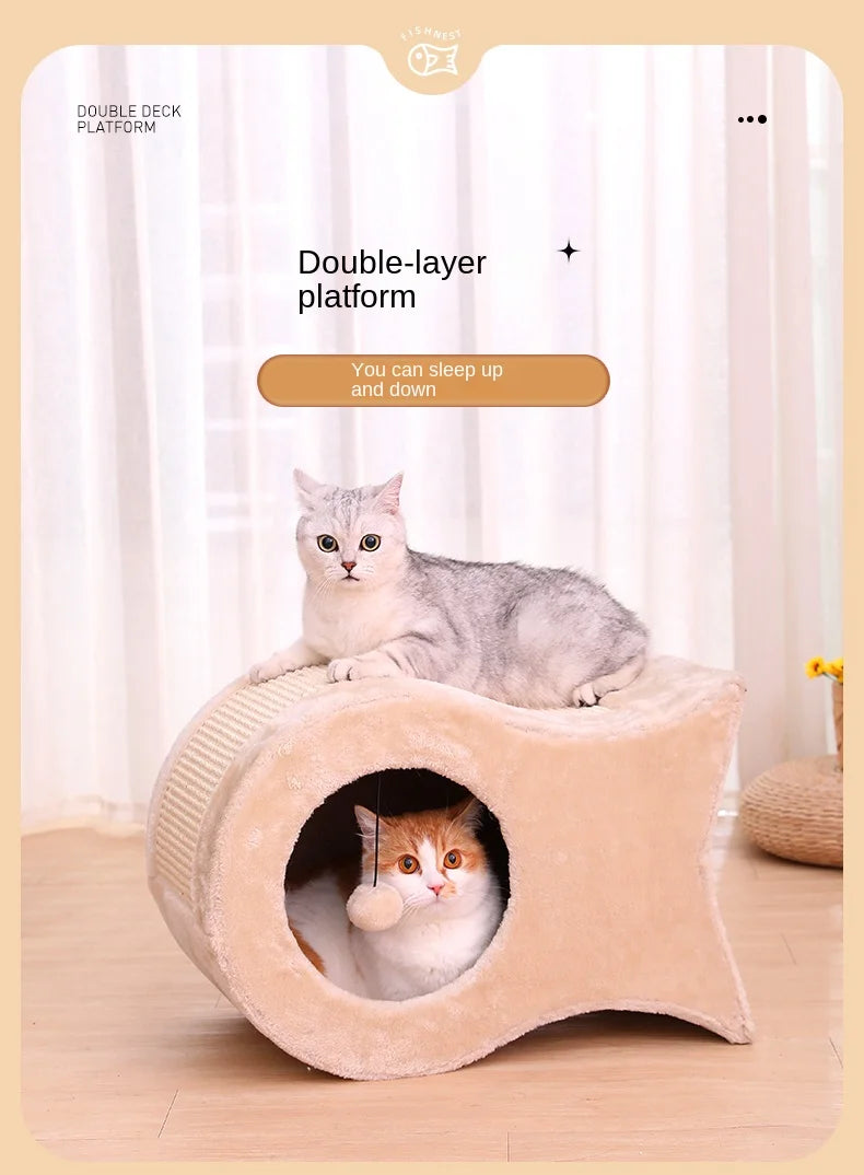 Ninho de gato, casa quente para gatos, casa fechada para gatos durante todo o ano, ninho de dormir para gatos no inverno, suprimentos para animais de estimação