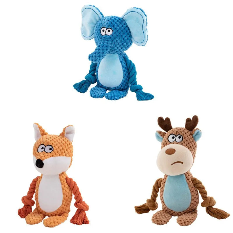 Brinquedo de pelúcia interativo para mastigar, de pelúcia crua, pequeno, indestrutível, resistente a mordidas, com som, chocalho para cachorros, brinquedos para animais de estimação