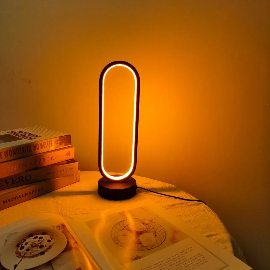 1 peça de lâmpada de anel para quarto, sala de estar, lâmpada de cabeceira com três cores escurecidas, luz noturna LED