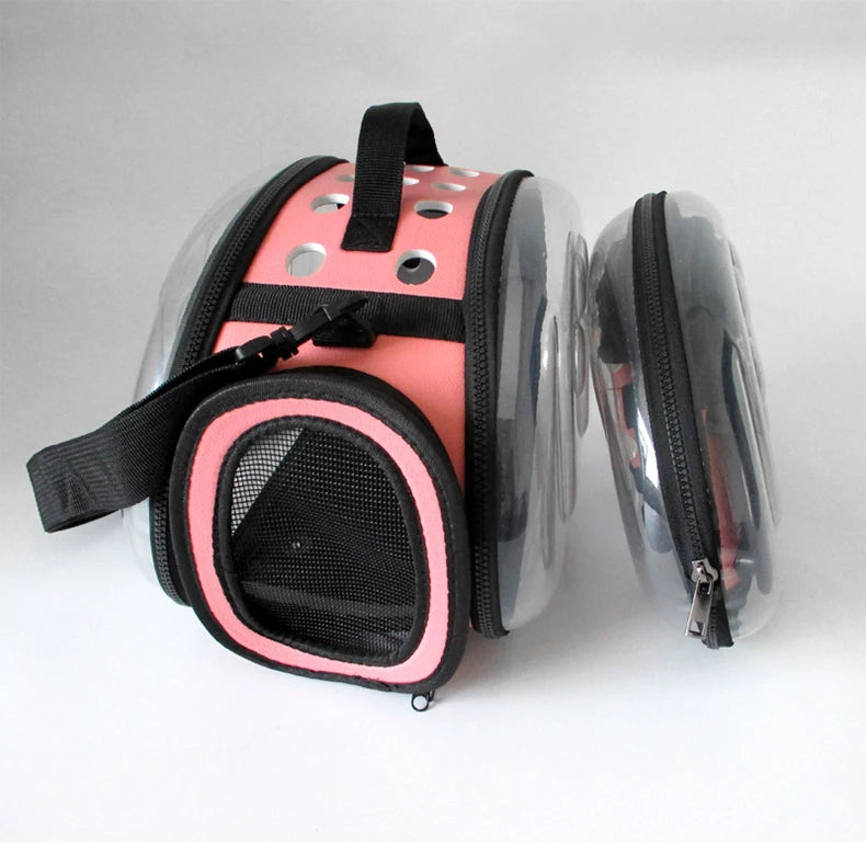 Bolsa de ombro para animais de estimação, bolsa de transporte para gatos, bolsa respirável para viagem ao ar livre, cápsula transparente para filhotes e gatinhos, bolsa de ombro portátil