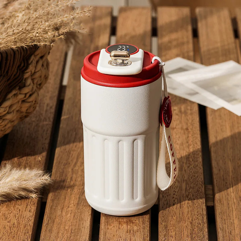 Garrafa térmica de aço inoxidável 450ml, com visor LED de temperatura, para café, mantém frio e quente, caneca térmica para viagem, garrafa térmica a vácuo