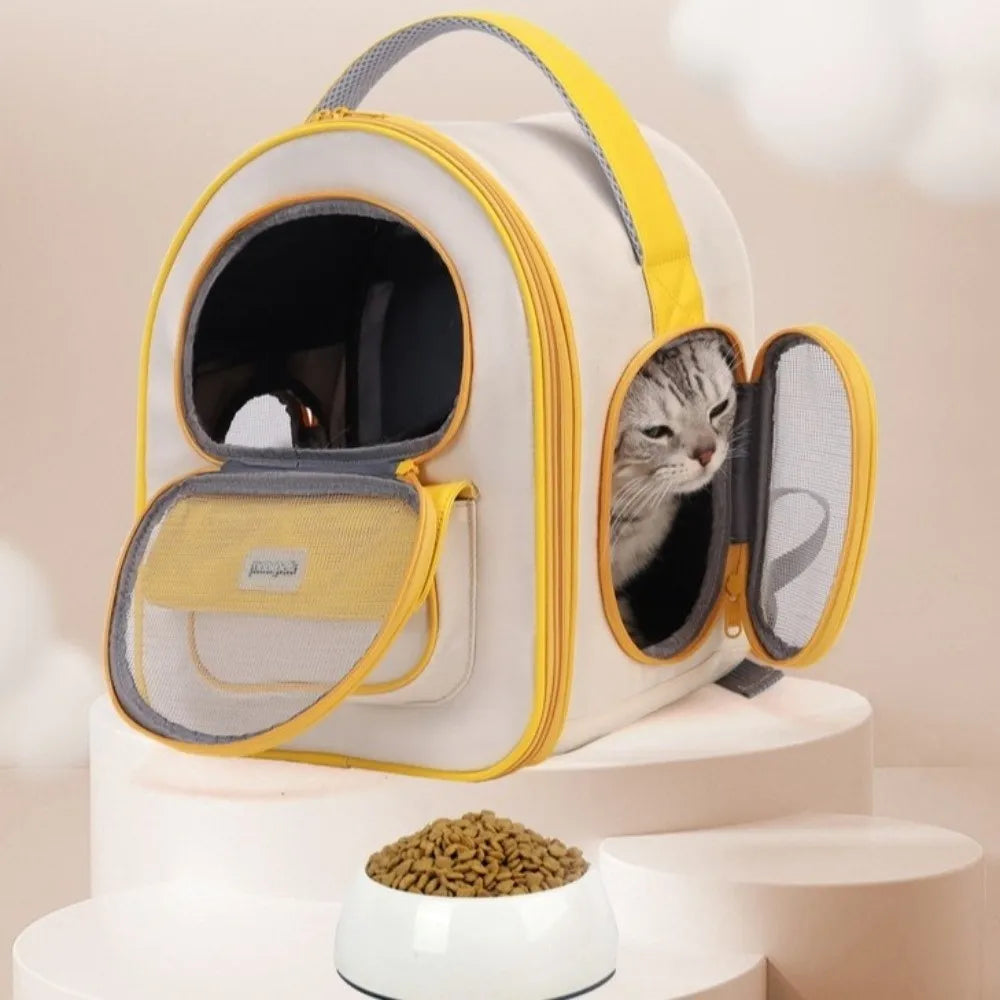 Wear-resistant Breathable Cat Bag Adjustable with Handle Portable Pet Bag Foldable Detachable Support Plate Pet Transport Bag