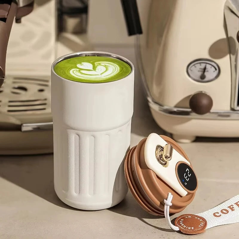 Garrafa térmica de 450 ml com display inteligente de temperatura, copo a vácuo de aço inoxidável 316, caneca térmica portátil para escritório e negócios