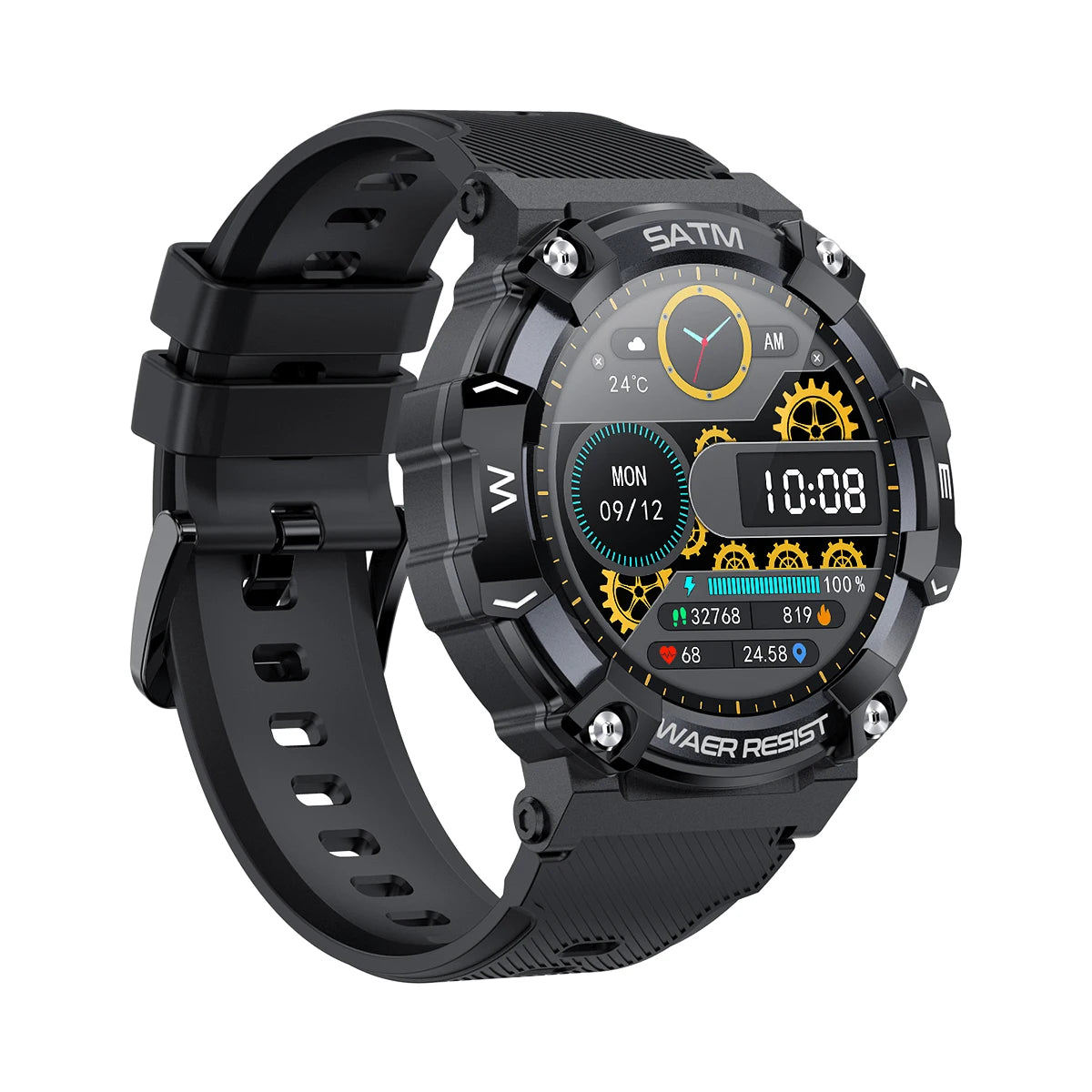 Relógio inteligente esportivo de fitness redondo masculino de 1,39 polegadas com Bluetooth para chamadas e voz com IA IP68 à prova d'água