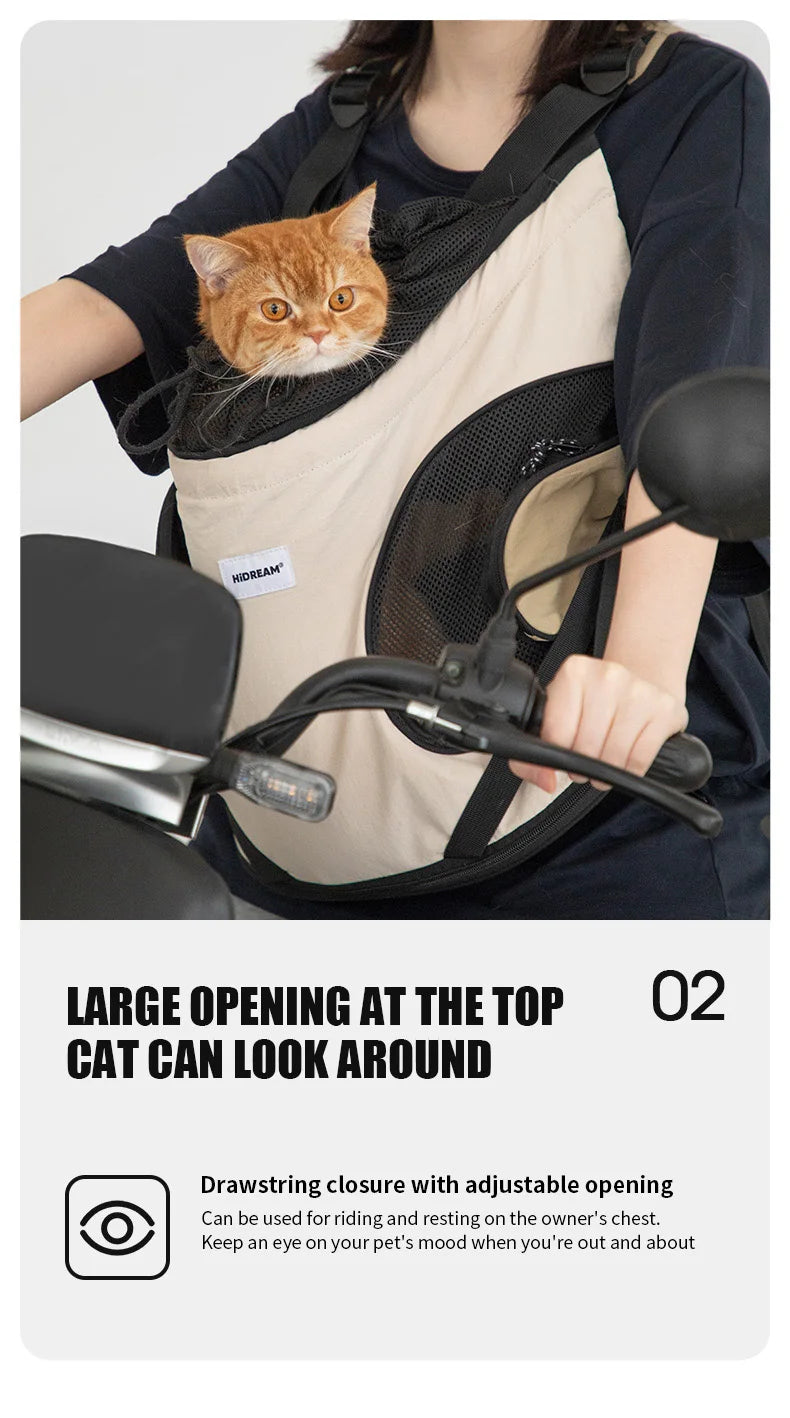 Mochila para transporte frontal de animais de estimação, bolsa de ombro para cães e gatos, bolsa respirável e portátil para áreas externas