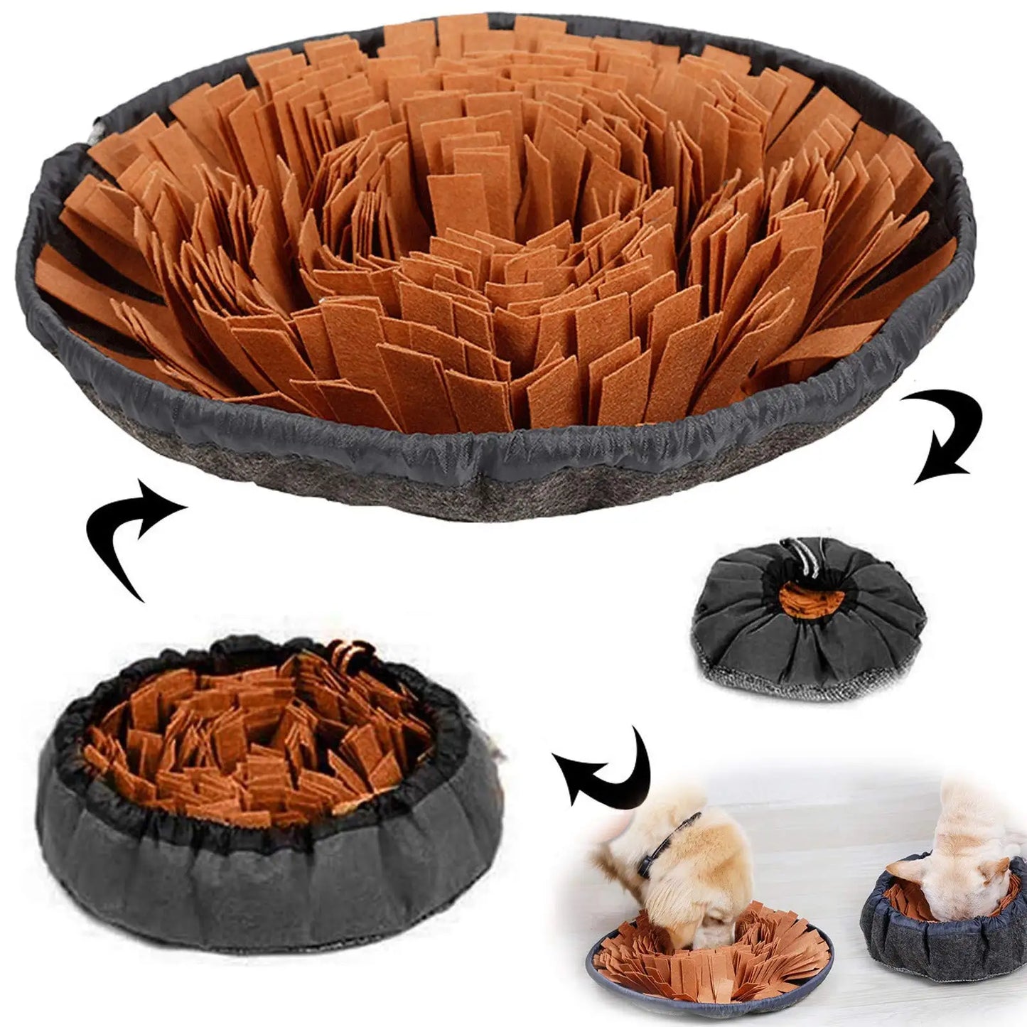 Tapete de farejar para cães, jogo interativo de alimentação para aliviar o tédio, estimula habilidades naturais de busca por comida para gatos e cães, tigela para viagem