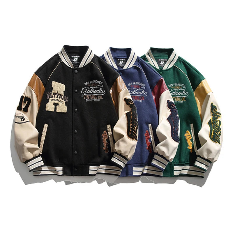 Jaqueta de beisebol masculina 2024, casual, com bordado, uniforme de beisebol, outono, jaqueta para atividades ao ar livre, casaco casual anti-vento, roupas masculinas