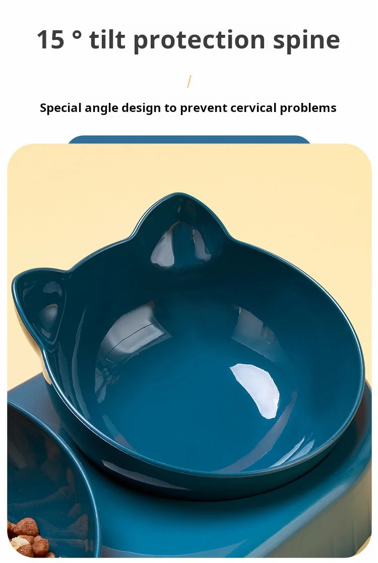 Tigelas para animais de estimação com alimentador de água, design 3 em 1 para orelhas, conjunto de tigelas de água e comida para gatos com garrafa de água por gravidade para proteção do pescoço