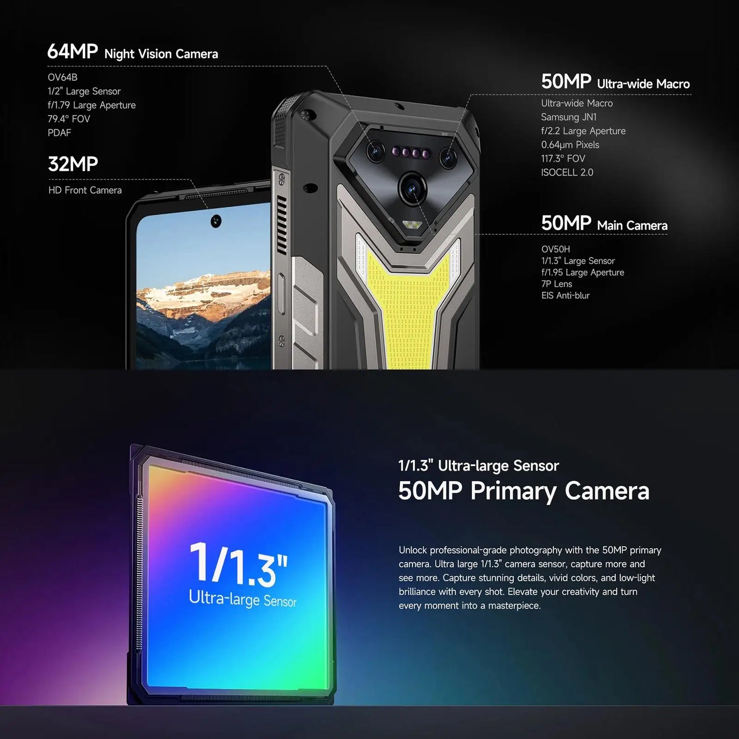 Ulefone Armor 34 Pro 5G, telefone robusto com IA, 32 GB + 512 GB, 25.500 mAh, 6,95" com projetor integrado, 120 Hz, Android 15, MTK 7300, NFC