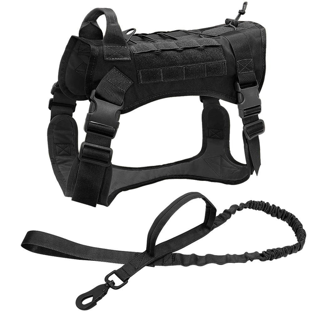 Arnês tático para cães, ajustável, sem puxar, para treinamento militar de animais de estimação, colete Molle com alça para cães de médio e grande porte, para caminhadas ao ar livre