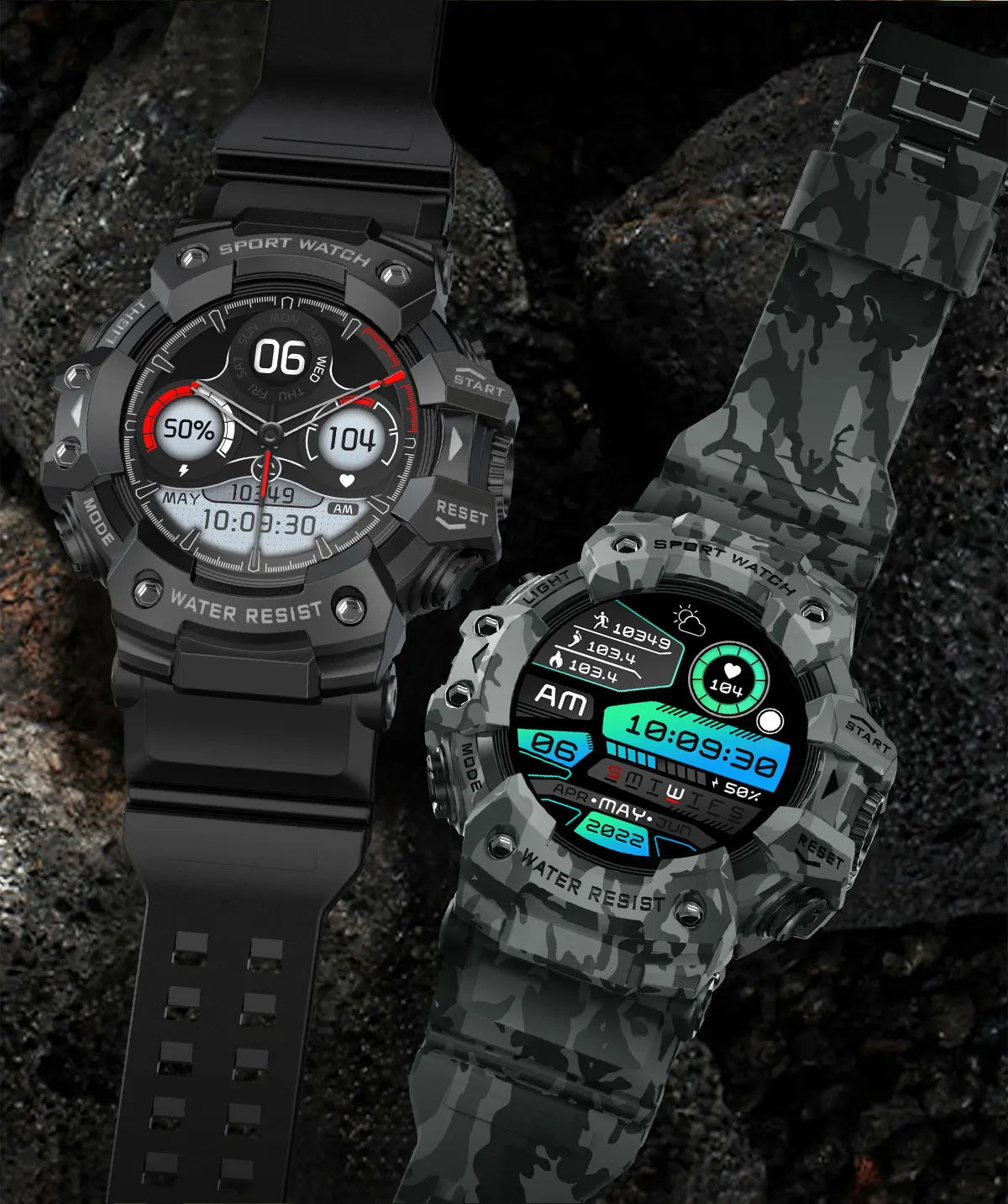 Novo relógio inteligente esportivo robusto para atividades ao ar livre 2025, masculino, com chamada Bluetooth, colorido, IP68, à prova d'água, bússola militar, relógio inteligente, lanterna