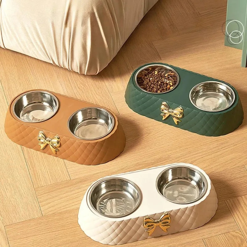 1 peça tigelas de comida para cães e gatos, tigela dupla para comida e bebida, suprimentos para animais de estimação