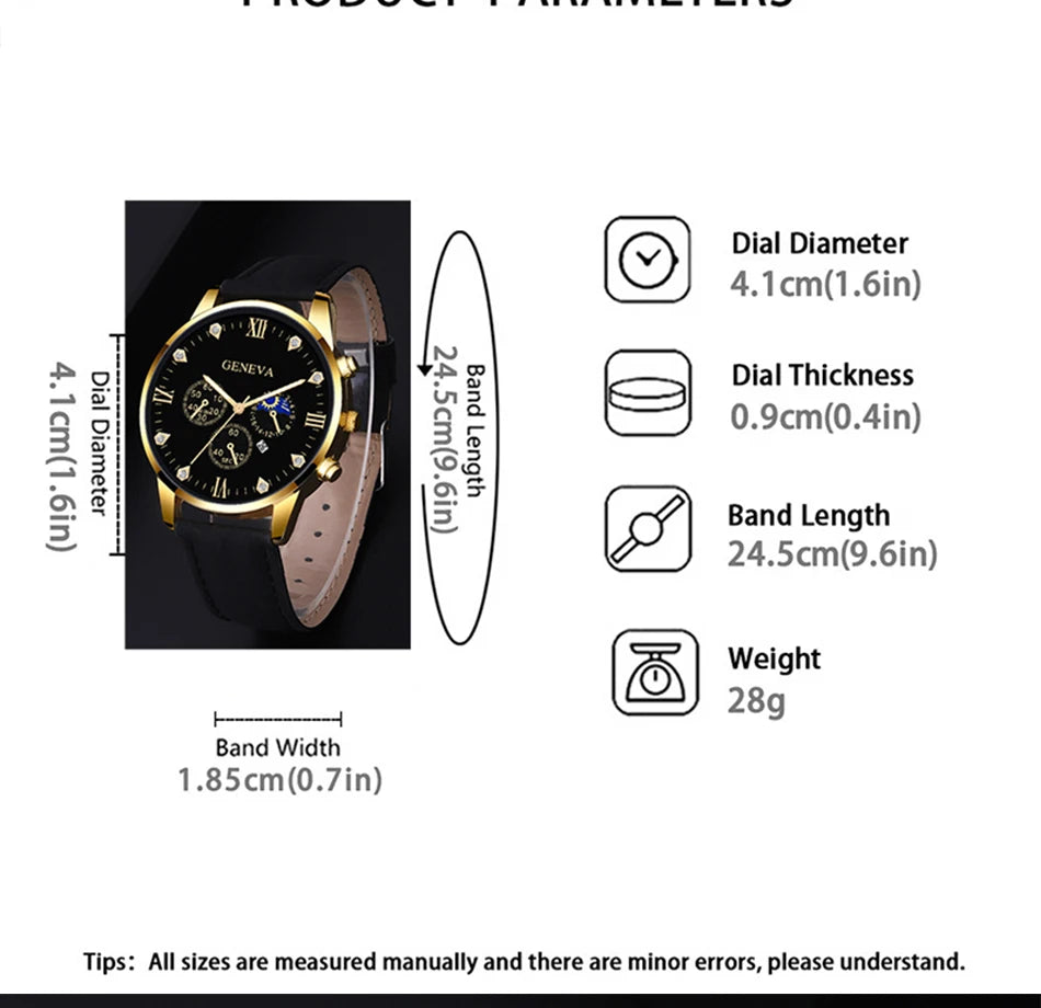 Conjunto de 2 relógios masculinos de luxo de quartzo, pulseira, relógio para homens, negócios, moda casual, ponteiro redondo, relógio de calendário