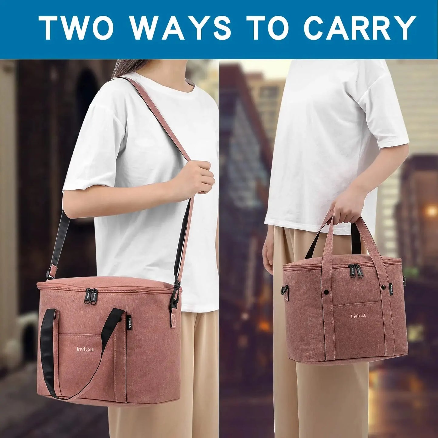 1 bolsa térmica para almoço para homens/mulheres, bolsa térmica grande reutilizável com alça de ombro para trabalho, escritório, piquenique, praia, viagem