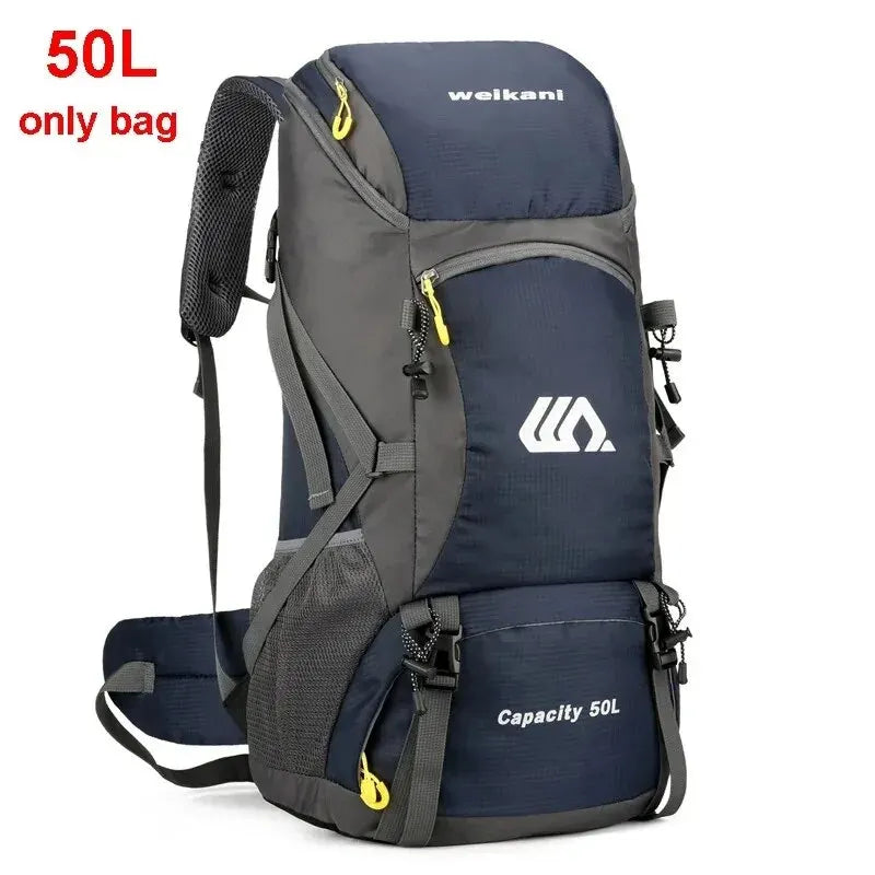 Mochila de viagem 50L para acampamento, bolsa grande para caminhada, mochila turística à prova d'água para esportes ao ar livre, escalada e montanhismo