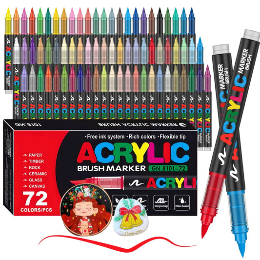 Marcadores de tinta 12/120 cores, canetas de tinta acrílica com pincel para materiais de arte, tinta para tecido, pedra, vidro, cerâmica, madeira, pedra, cartão de Natal