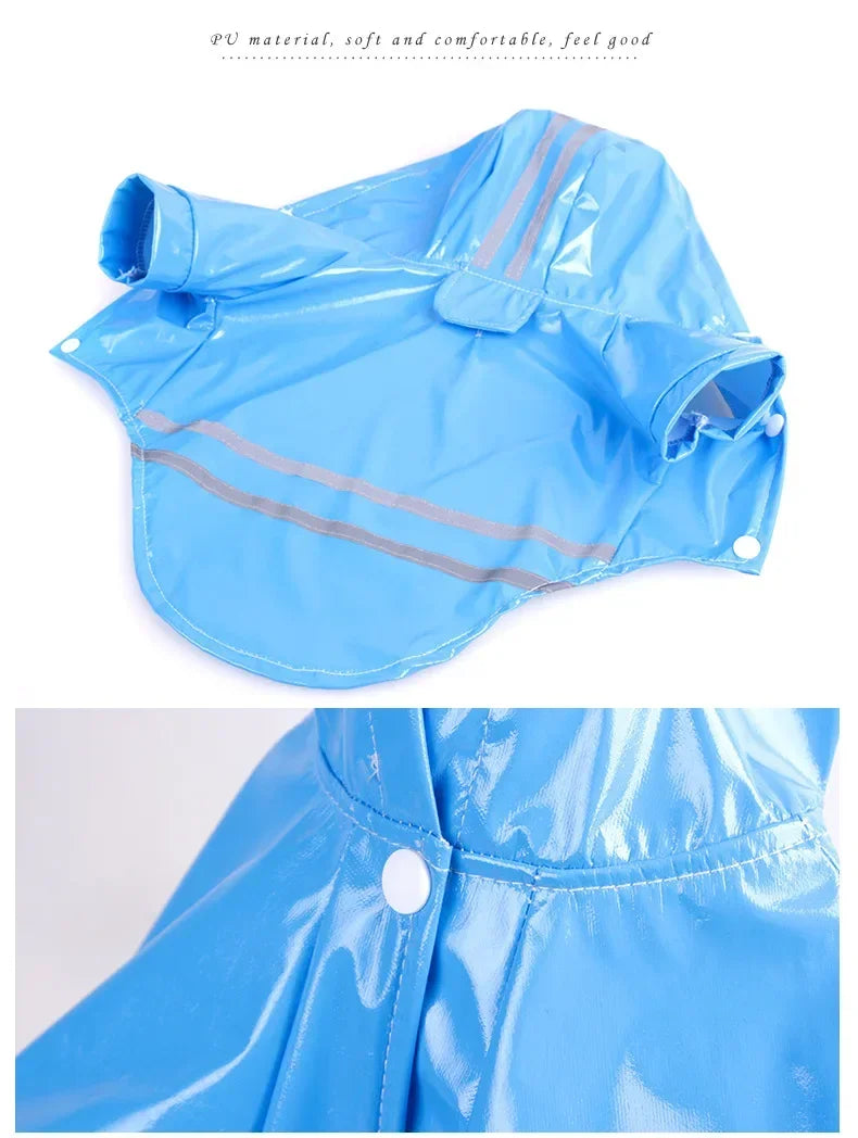 Capa de chuva impermeável para cachorros filhotes com capuz para cães pequenos Capa de chuva para animais de estimação com refletivo e furo para guia Roupas para cães ao ar livre no inverno