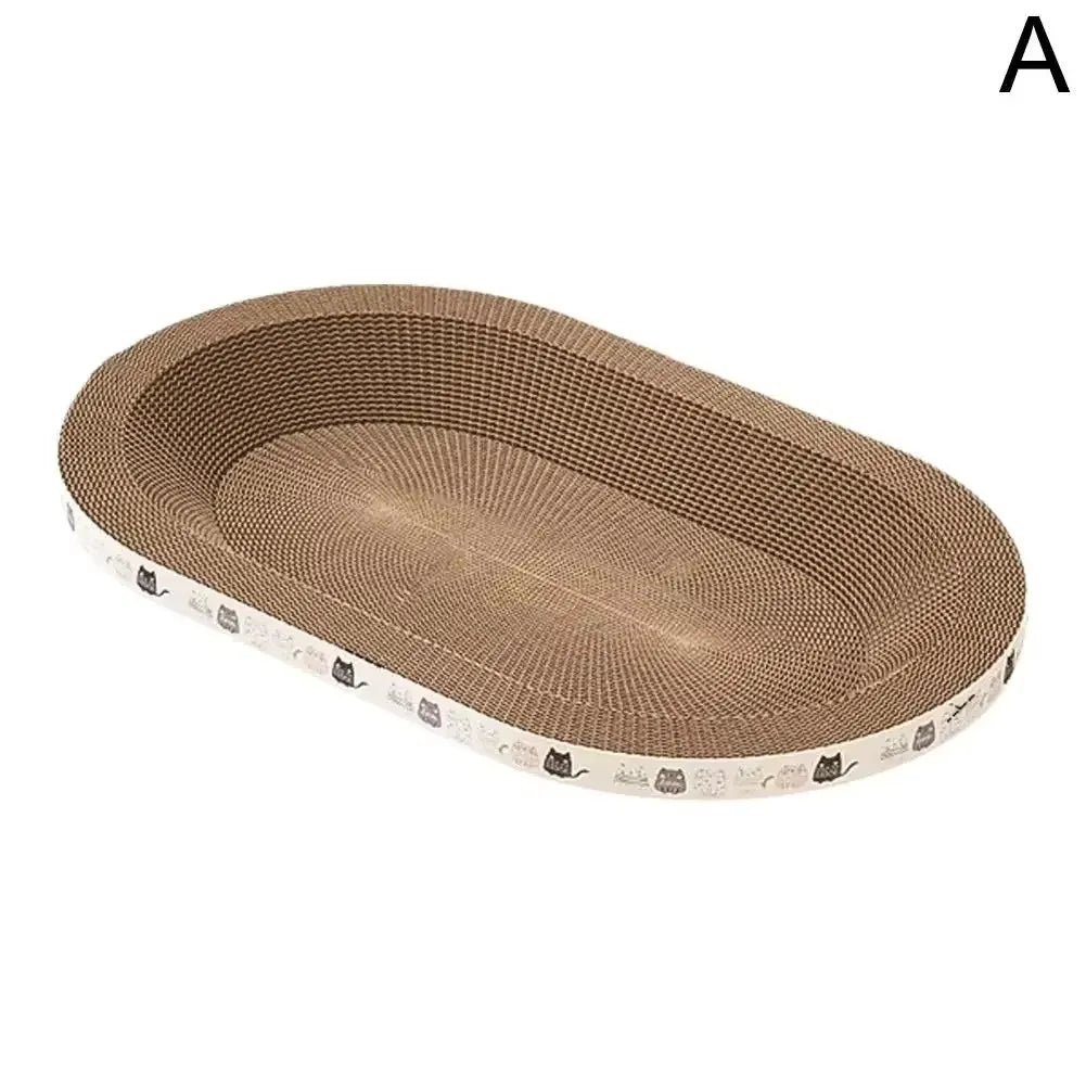 Cat Scratcher Cardboard Cat Scratcher Bed Corrugated Oval Cat Scratch Pad Board Claw Toys for Cats Wear-Resistant Cat Bed Nest