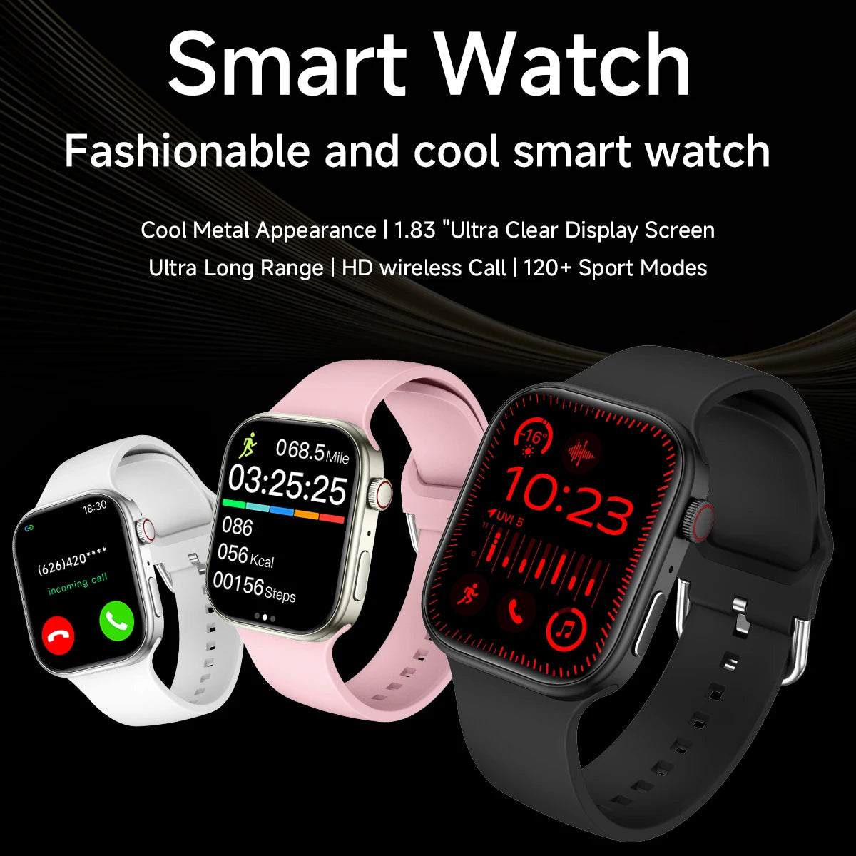Relógio inteligente 2025 com tela HD de 1,83" e chamada Bluetooth, monitoramento de frequência cardíaca, mais de 120 modos esportivos, à prova d'água para homens e mulheres, relógio inteligente para presente
