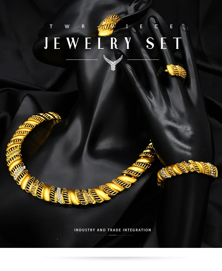 XUHUANG Conjunto de colares com correntes de ouro 24k, moda nupcial africana, joias de noivado indianas para presentes de festa de casamento em Dubai